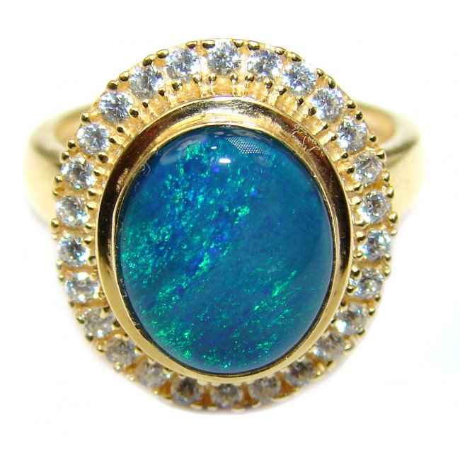 Australian Doublet Opal 14K Gold over .925 Sterling Silver handcrafted ring size 7 1/4