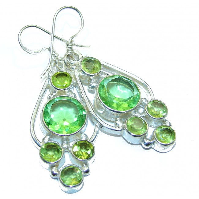 Perfect green Quartz .925 Sterling Silver handmade earrings