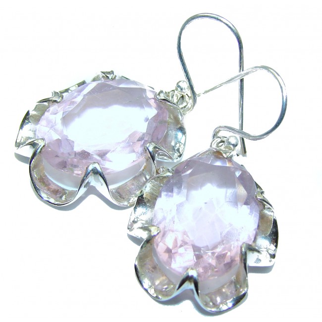 Pastel Pink Quartz .925 Sterling Silver handcrafted earrings