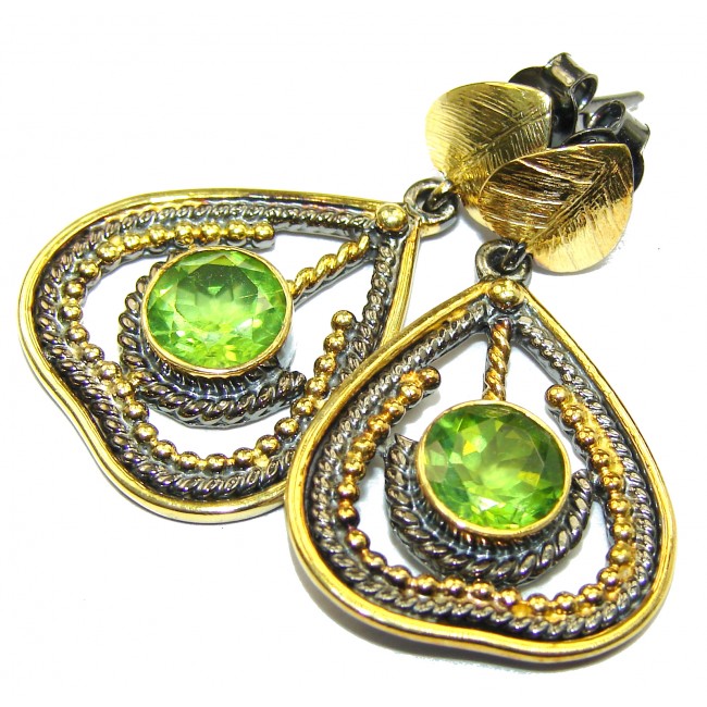 Authentic Peridot 14K Gold over .925 Sterling Silver handmade earrings