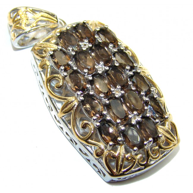 Beautiful genuine Smoky Topaz 14K Gold over .925 Sterling Silver handcrafted Pendant