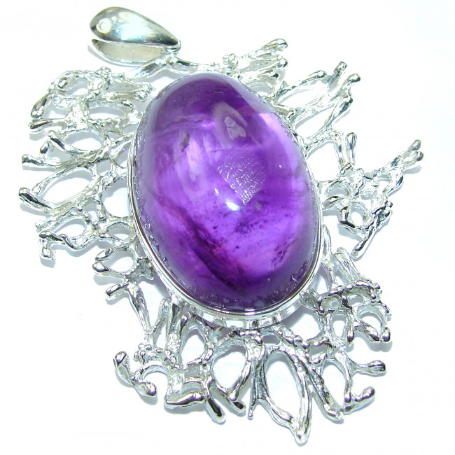 Purple Majesty Natural 125 ct Amethyst .925 Sterling Silver handmade Pendant