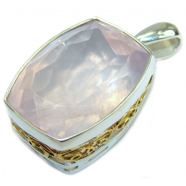 BOLD Pink Power 125ct Rose Quartz .925 Sterling Silver handcrafted Pendant