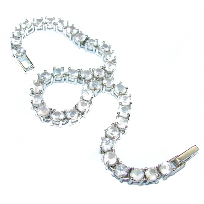 White Galaxy Rose Quartz .925 Sterling Silver handmade Bracelet