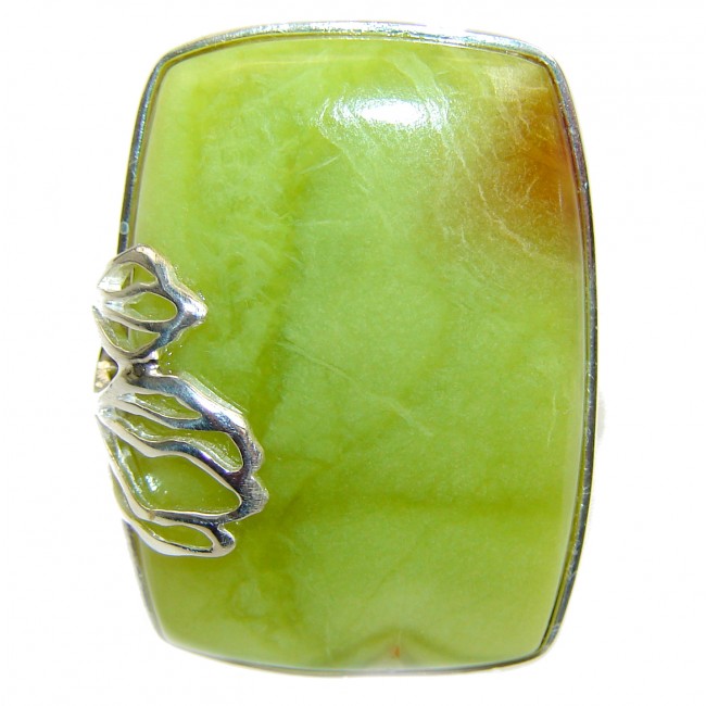 Natural Beauty Green Peruvian Opal .925 Sterling Silver ring s. 7 3/4
