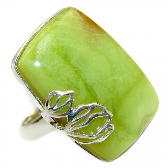 Natural Beauty Green Peruvian Opal .925 Sterling Silver ring s. 7 3/4