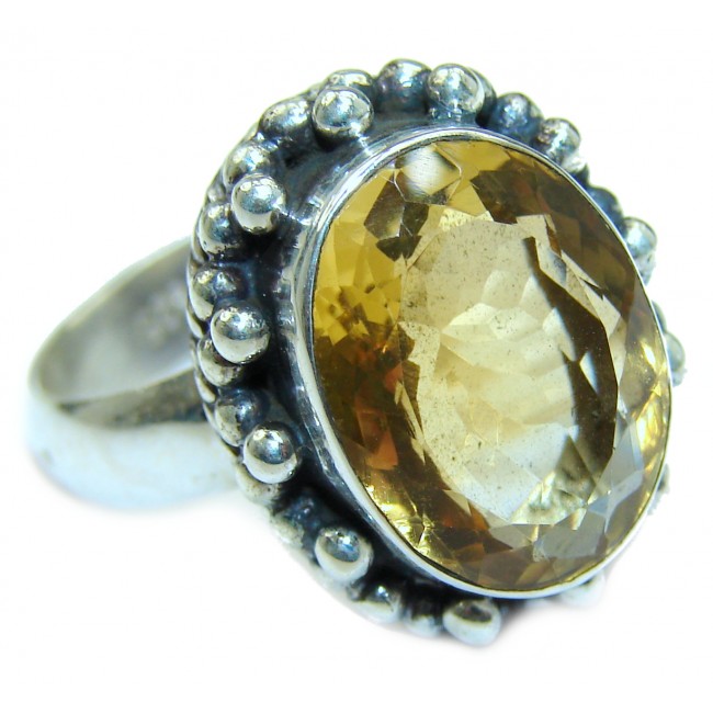 Vintage Style Natural Citrine .925 Sterling Silver handcrafted Ring s. 9