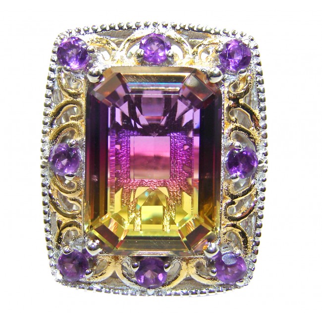 Huge Top Quality Ametrine .925 Sterling Silver handcrafted Ring s. 7