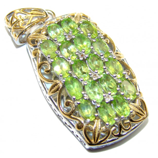 Beautiful genuine Peridot 14K Gold over .925 Sterling Silver handcrafted Pendant
