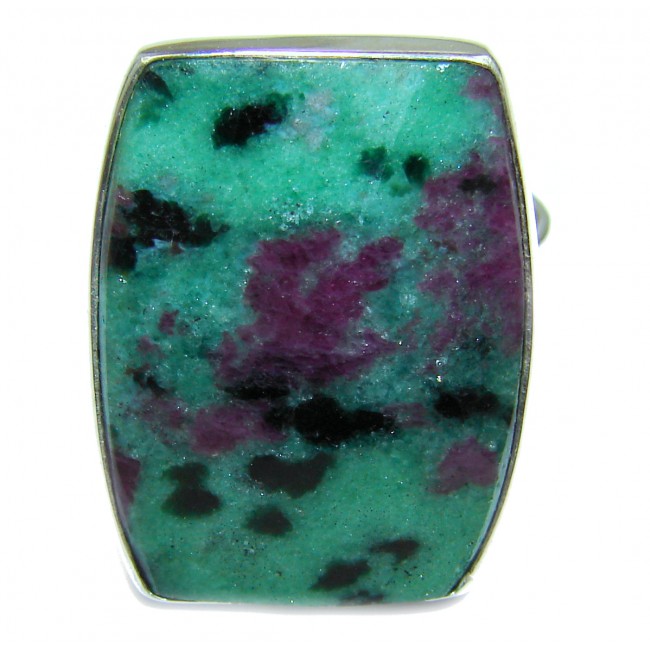 Ruby in Zoisite .925 Sterling Silver handmade Cocktail Ring s. 6 adjustable