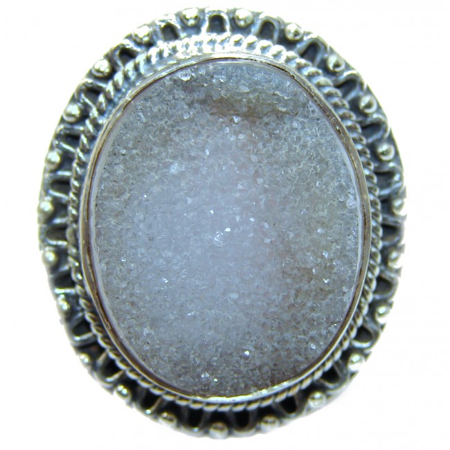 Exotic Druzy Agate Sterling Silver Ring s. 6