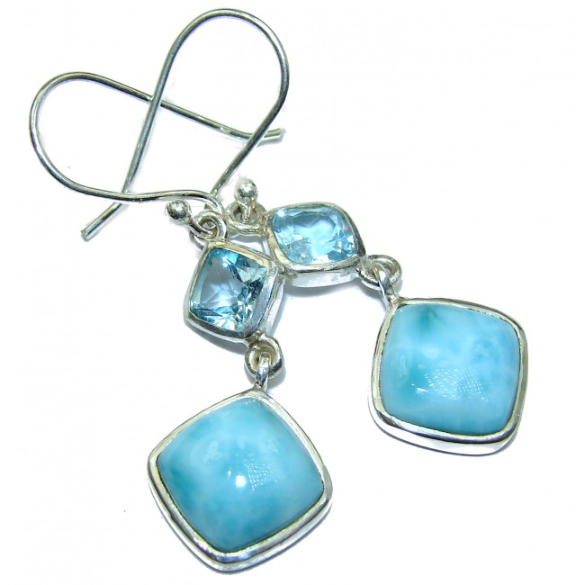 Blue Legacy Larimar Swiss Blue Topaz .925 Sterling Silver handmade earrings