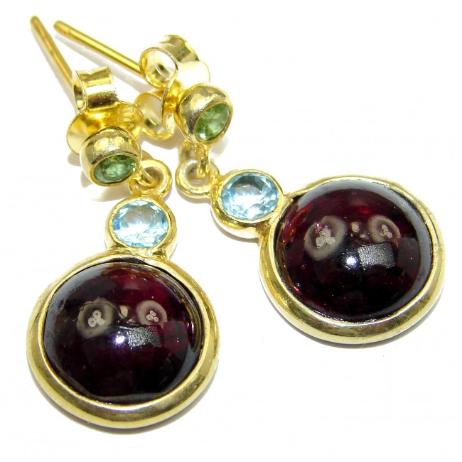 Authentic Garnet 18k Gold over .925 Sterling Silver handmade earrings