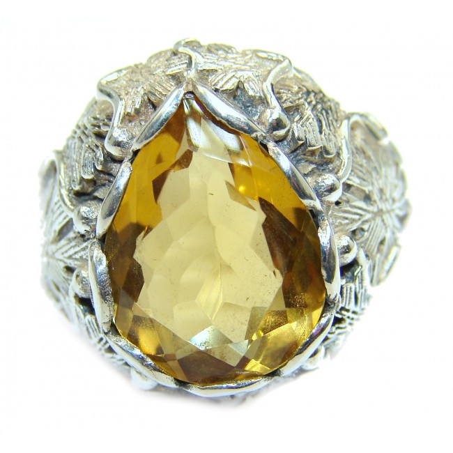 Vintage Style 25ct Natural Citrine .925 Sterling Silver handcrafted Ring s. 8