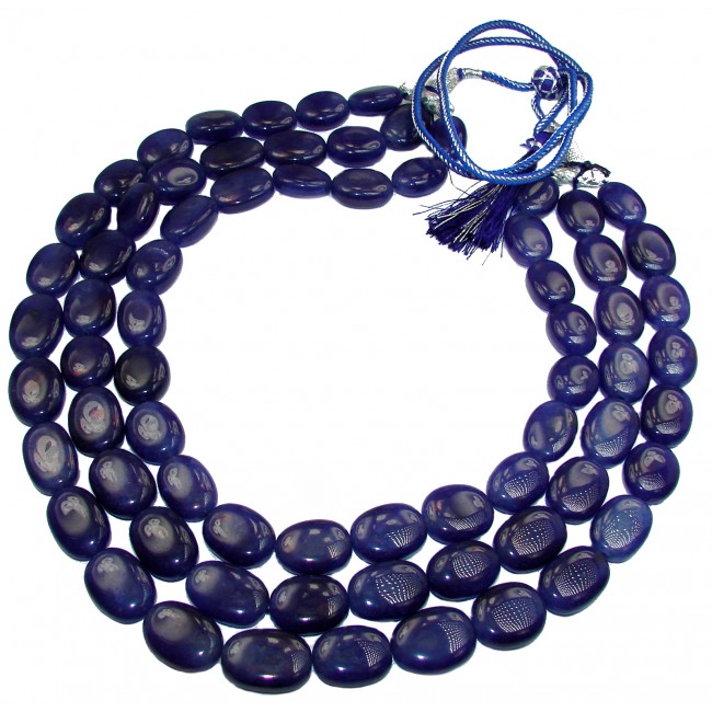 Breath Of Love Earth Mined Rich Blue Sapphire 3 strands 16-18 inches handcrafted necklace