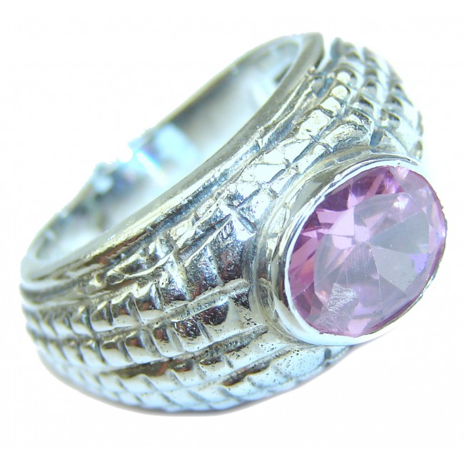 Pink Quartz .925 Sterling Silver handmade ring size 7 1/2
