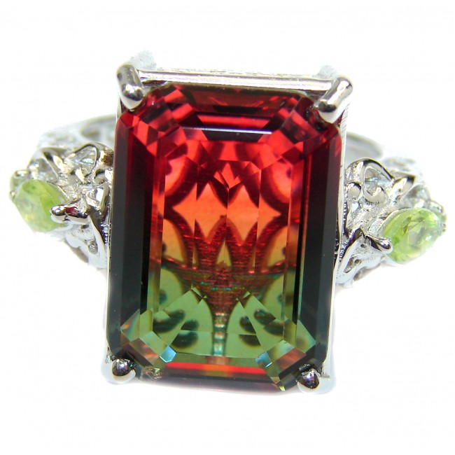 HUGE Top Quality Magic Volcanic Tourmaline color Topaz .925 Sterling Silver handcrafted Ring s. 9 1/4