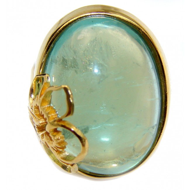 Floral Design authentic Apatite 18K Gold over .925 Sterling Silver ring; s. 8 1/4