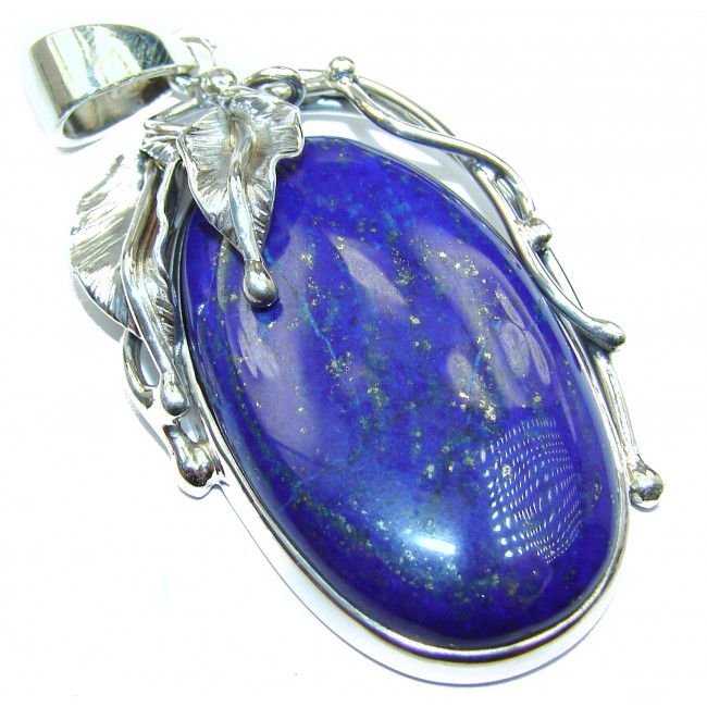Genuine vivid Blue Lapis Lazuli .925 Sterling Silver handmade Pendant