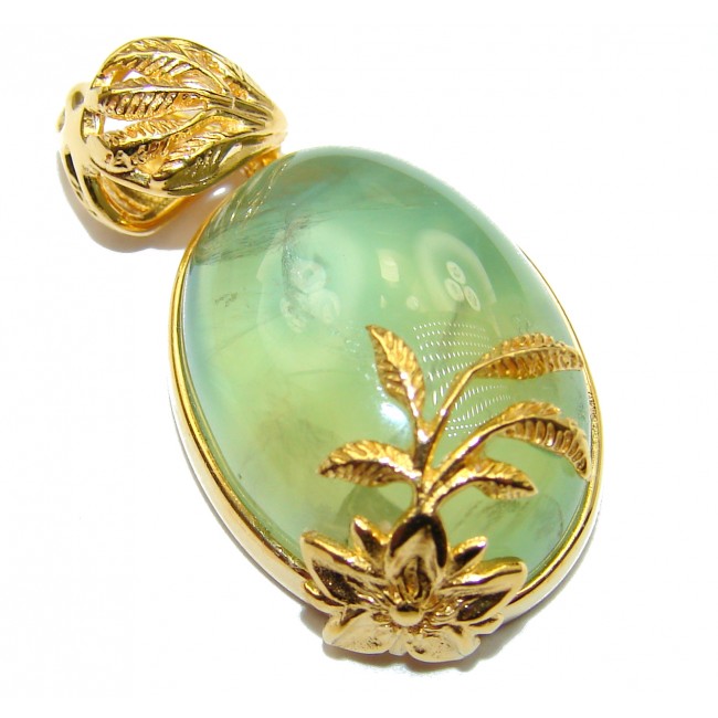 Authentic Moss Prehnite 18K Gold over .925 Sterling Silver handmade pendant
