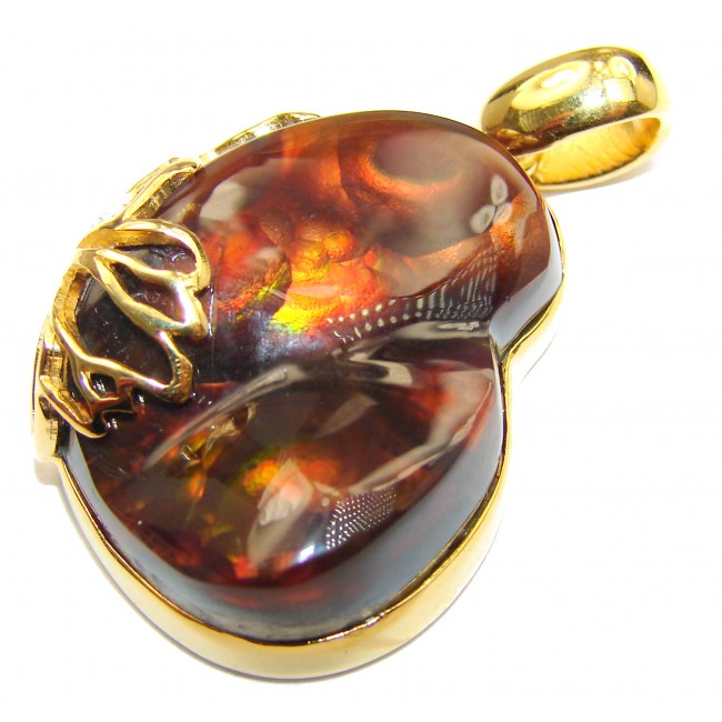 Best Quality Authentic Fire Agate 18K Gold over .925 Sterling Silver handmade Pendant