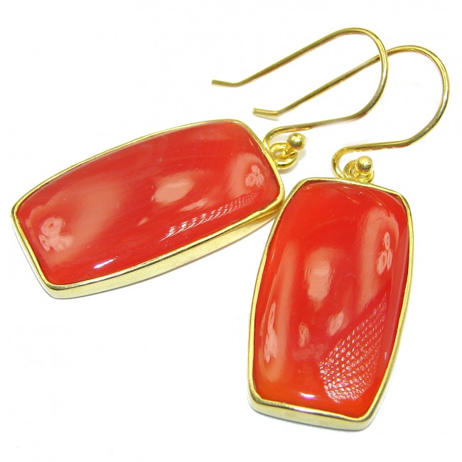Sublime Orange Carnelian 14K Gold over .925 Sterling Silver handmade earrings