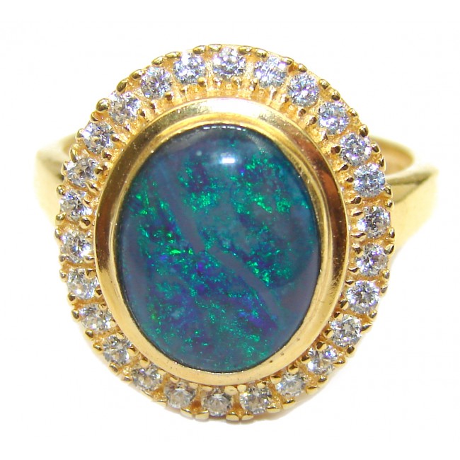 Australian Doublet Opal 18K Gold over .925 Sterling Silver handcrafted ring size 8