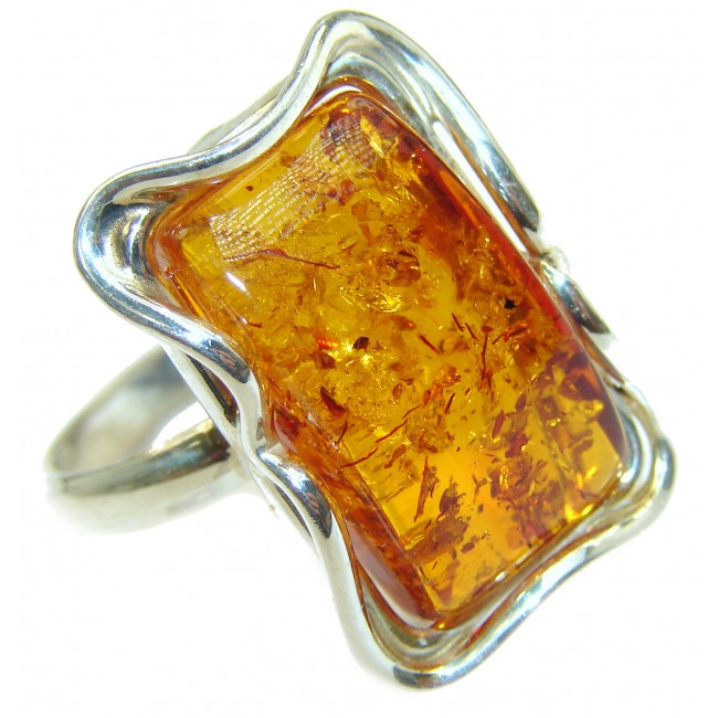 Authentic Baltic Amber .925 Sterling Silver handcrafted ring; s 10 1/4
