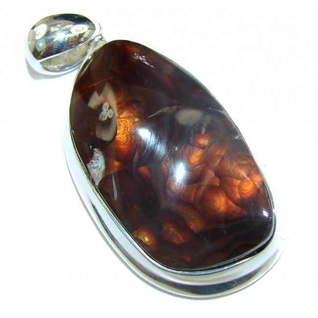 Best Quality Authentic Fire Agate .925 Sterling Silver handmade Pendant