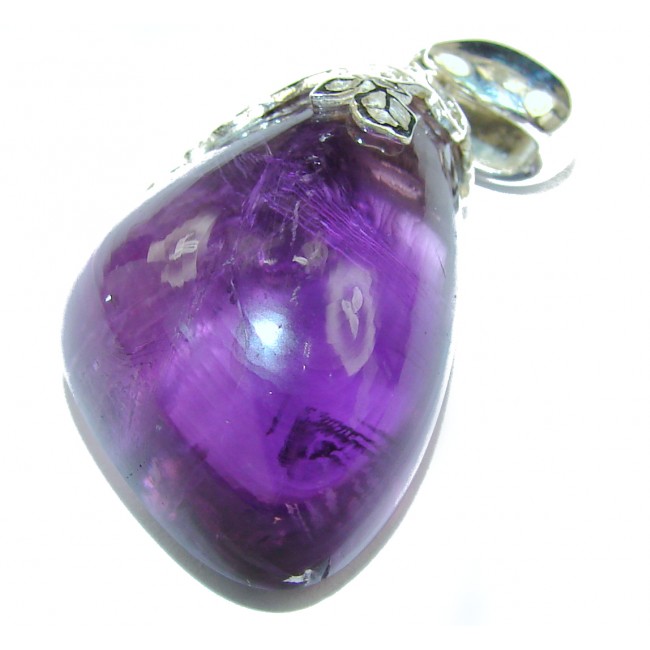 Her Majesty Natural 62 ct Amethyst .925 Sterling Silver handmade Pendant
