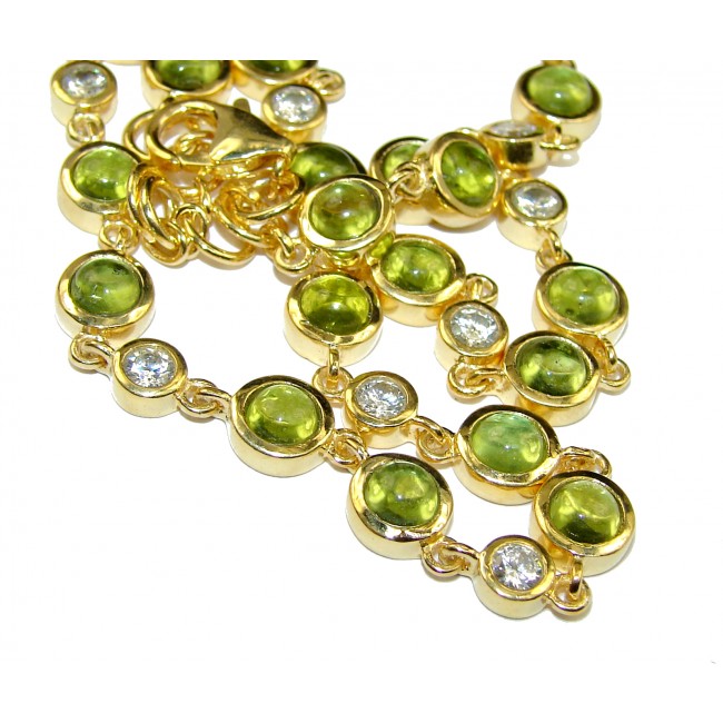 Great Masterpiece genuine Peridot 18K Gold over .925 Sterling Silver handmade necklace
