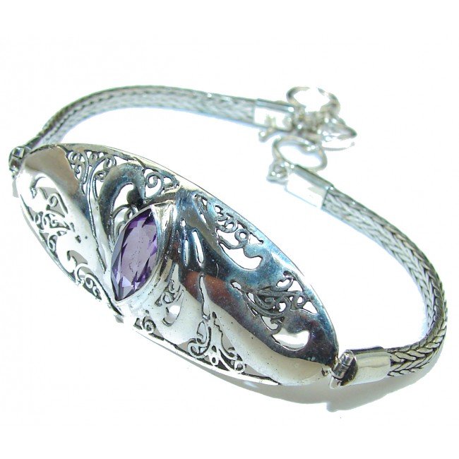Stunning genuine Amethyst .925 Sterling Silver handmade Bracelet