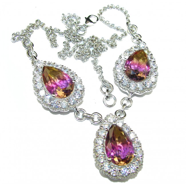 Pear cut Ametrine .925 Sterling Silver handcrafted necklace