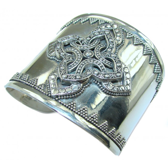 Huge 68.9 grams Celtic Cross Design .925 Sterling Silver handcrafted Bracelet / Cuff