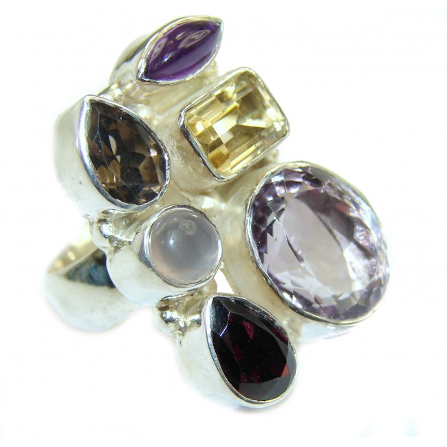 Energizing Multi gem .925 Sterling Silver Ring size 7