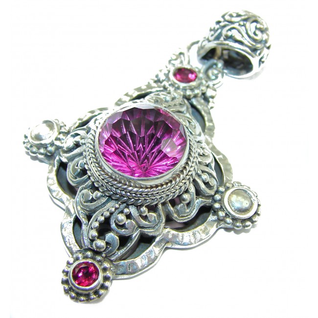 Vintage Design Pink Magic Topaz .925 Sterling Silver handcrafted Pendant