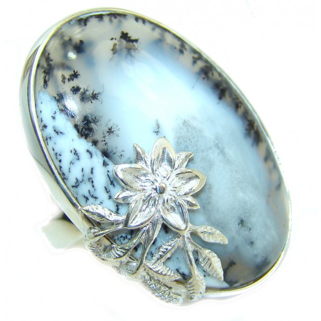 Top Quality Dendritic Agate .925 Sterling Silver hancrafted Ring s. 7 adjustable