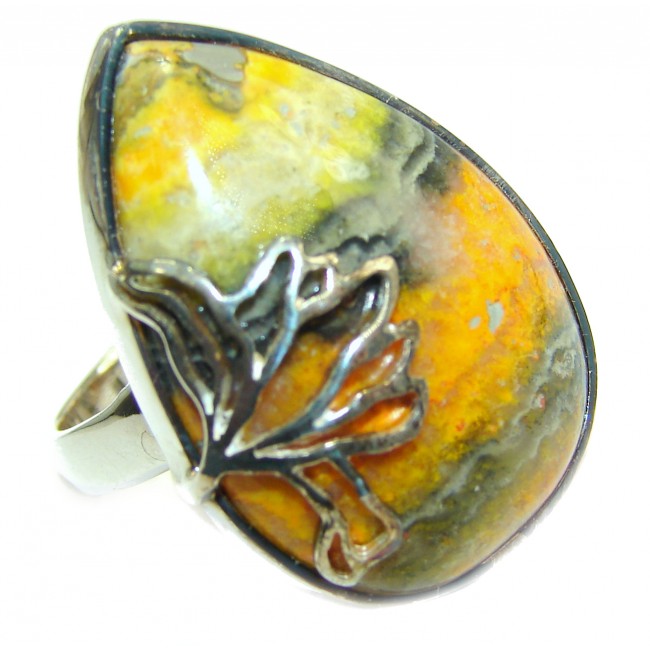 Vivid Beauty Bumble Bee Jasper .925 Sterling Silver ring s. 7 adjustable