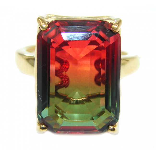 HUGE Top Quality Magic Volcanic Tourmaline color Topaz .925 Sterling Silver handcrafted Ring s. 7 1/4