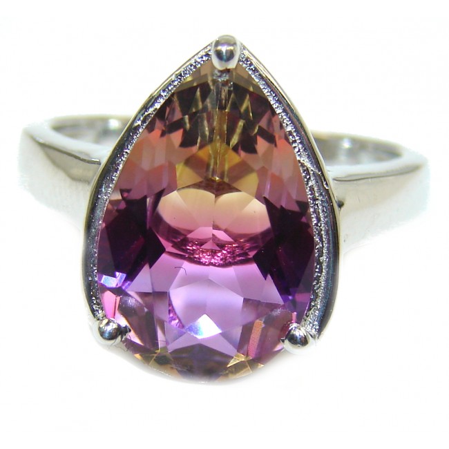 Genuine 25ct Ametrine .925 Sterling Silver handcrafted ring; s. 7 3/4