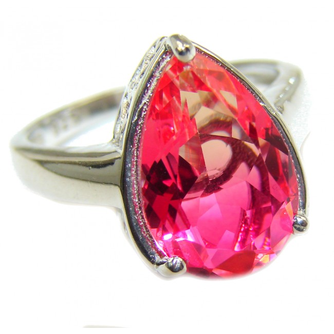 Genuine 25ct Pink Tourmaline .925 Sterling Silver handcrafted ring; s. 8 1/4