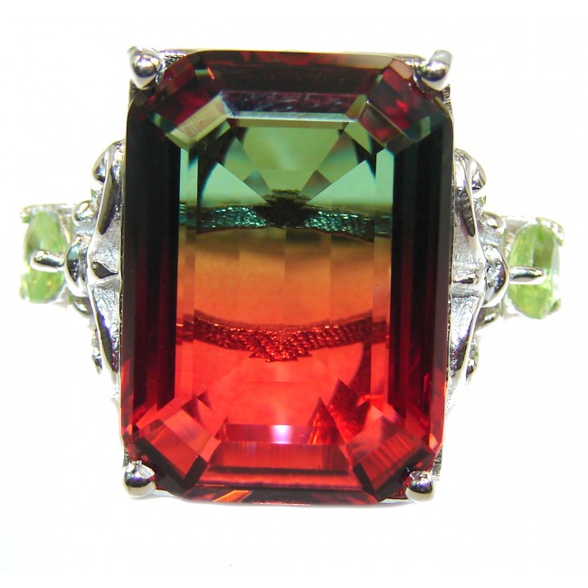 HUGE Top Quality Magic Volcanic Pink Tourmaline Topaz .925 Sterling Silver handcrafted Ring s. 6 1/2