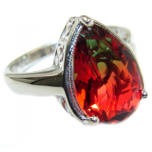 Genuine 25ct Tourmaline .925 Sterling Silver handcrafted ring; s. 7 1/4