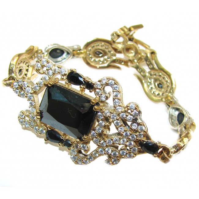 Victorian Style Onyx & White Topaz .925 Sterling Silver handcrafted Bracelet