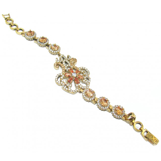 created golden Sapphire 14K Rose Gold over .925 Sterling Silver handcrafted Bracelet