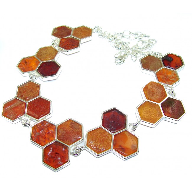 Incredible Honeycombs Natural Baltic Amber .925 Sterling Silver handcrafted necklace