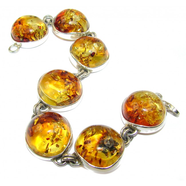 Beautiful AAA authentic Baltic Polish Amber .925 Sterling Silver handcrafted Bracelet