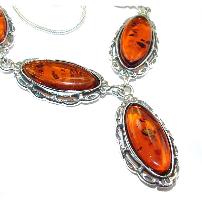 Honey Droplets Natural Baltic Amber .925 Sterling Silver handcrafted necklace