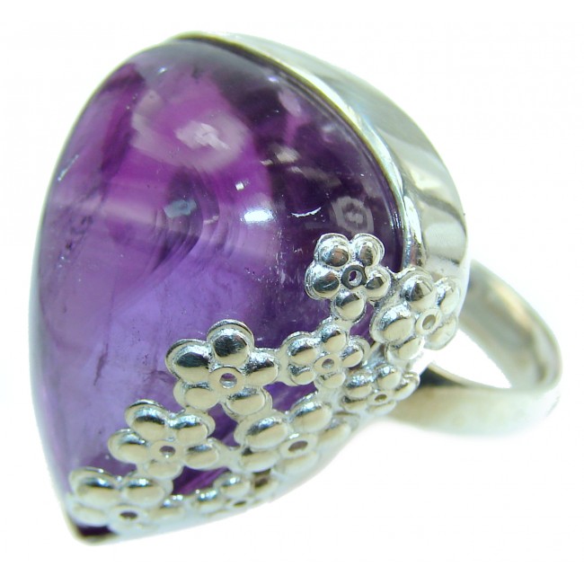Spectacular genuine Amethyst .925 Sterling Silver handcrafted Ring size 7 adjustable