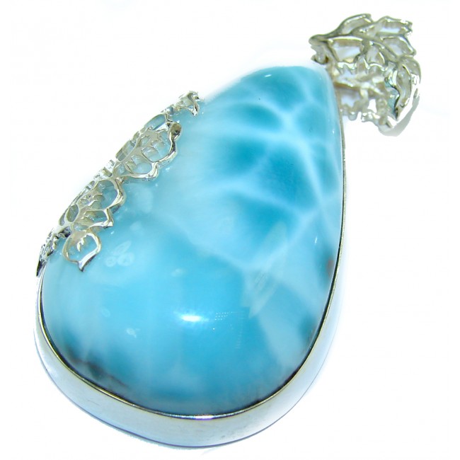 FABULOUS quality Natural Larimar .925 Sterling Silver handcrafted pendant